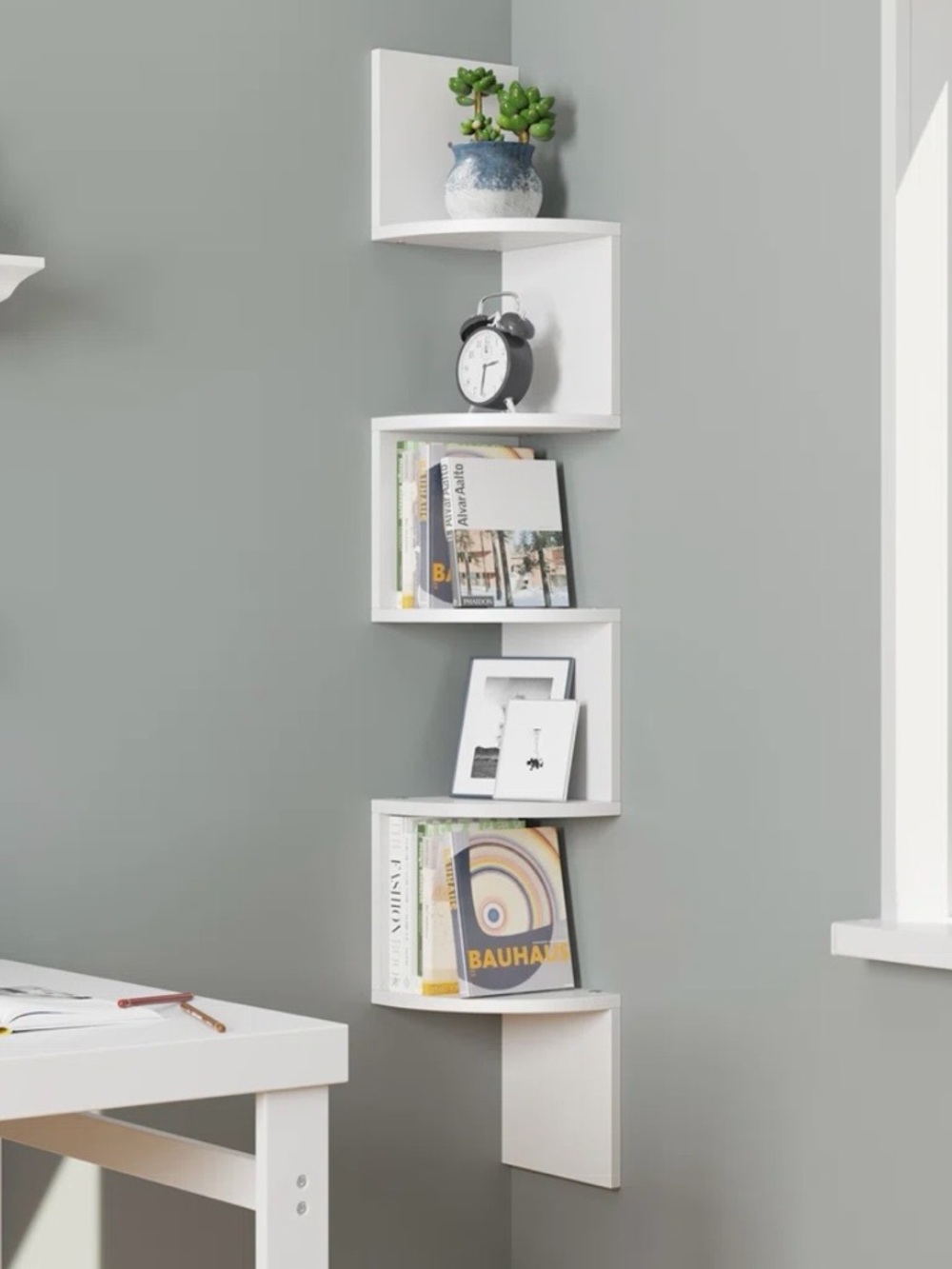 White Corner Zigzag Wall Shelf - Home Wall Decor brand new